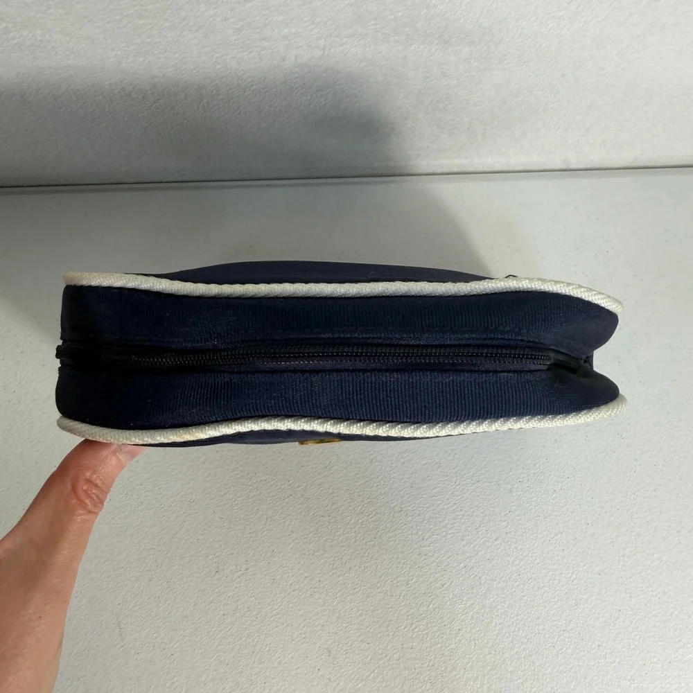 Vintage Christian Dior Parfums Cosmetic Make Up Bag Pouch Canvas Navy‎ Blue